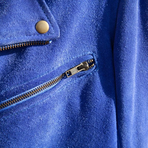 Blue Suede Moto Jacket - Picture 4 of 8